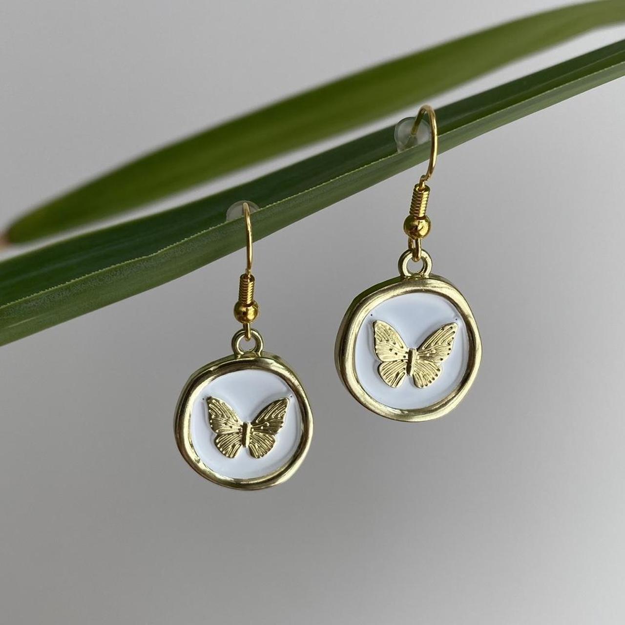White And Gold Stamped Wax Seal Style Butterfly