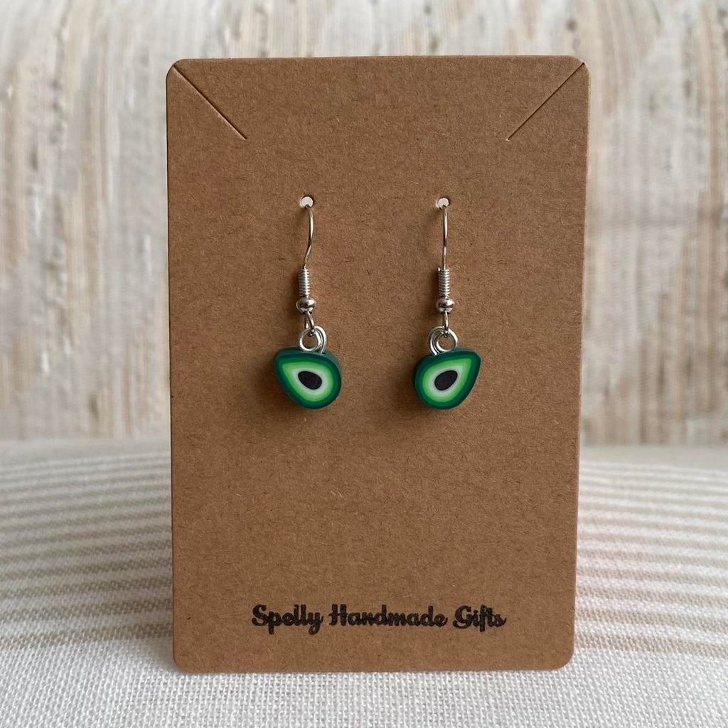 Green Avocado Fruit Polymer Clay Dangle Earrings - Image 3