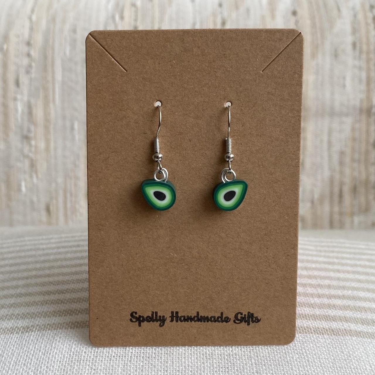Green Avocado Fruit Polymer Clay Dangle Earrings - Image 3