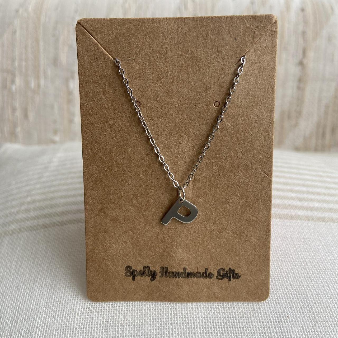 Silver Letter P Initial Pendant Chain Necklace - Image 3