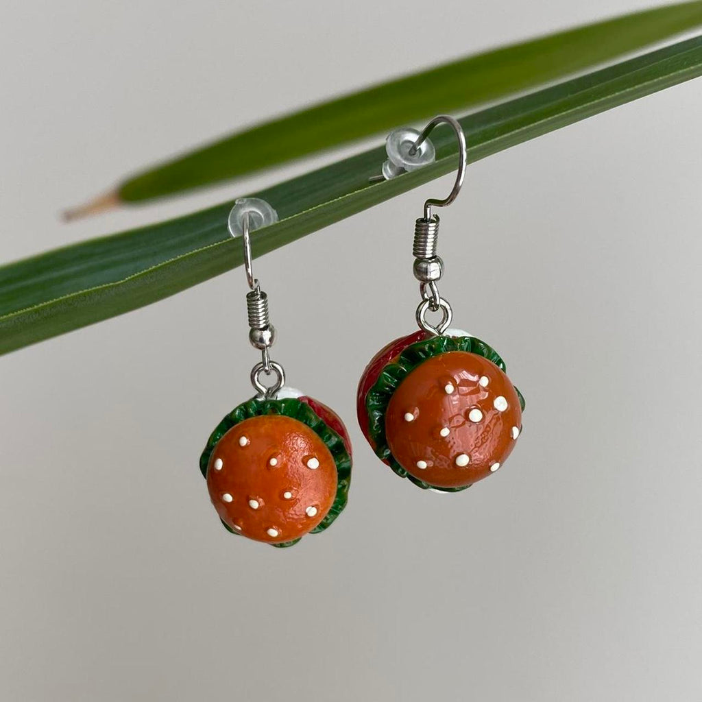 Hamburger Dangle Earrings With Silver Accents - Image 2