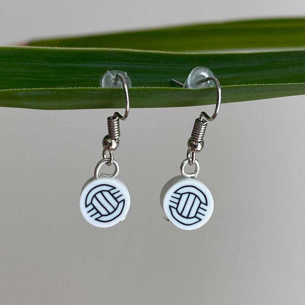 Volleyball Polymer Clay Dangle Earrings With Silver