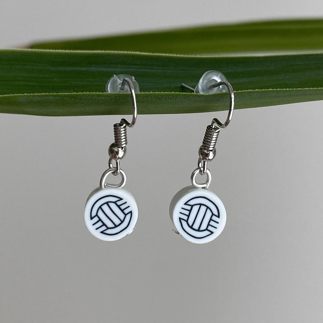 Volleyball Polymer Clay Dangle Earrings With Silver