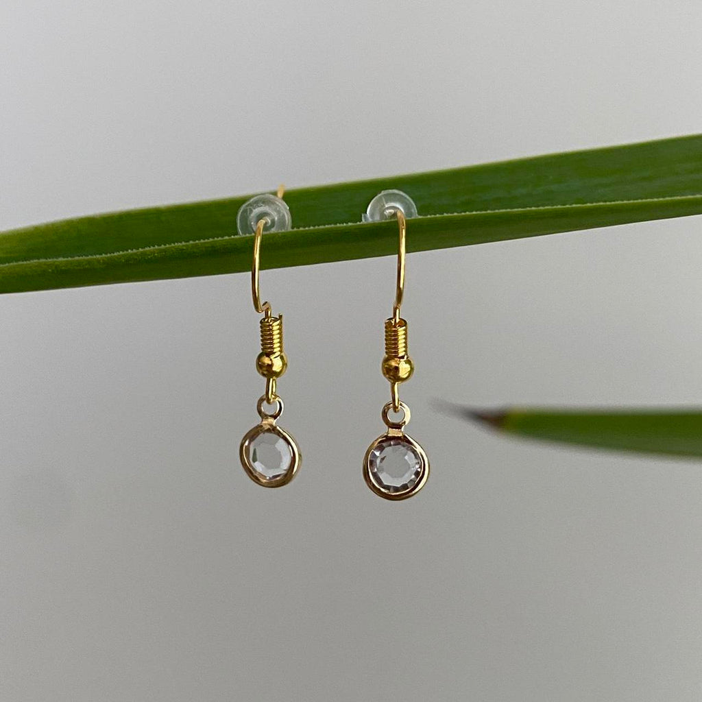 Circle Diamond Gold Dangle Earrings Hand Made - Image 2