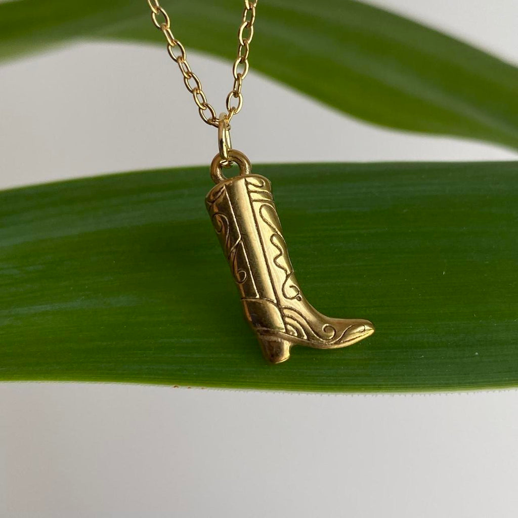 Gold Cowgirl Boot Pendant Chain Necklace Also - Image 8
