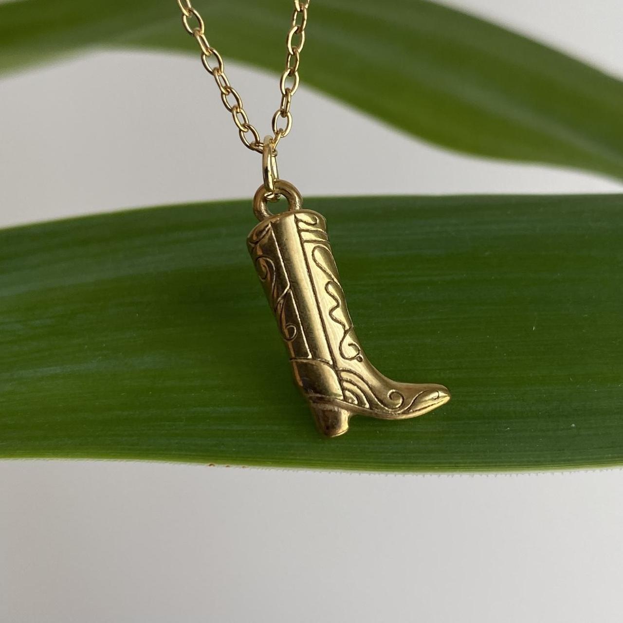 Gold Cowgirl Boot Pendant Chain Necklace Also - Image 8