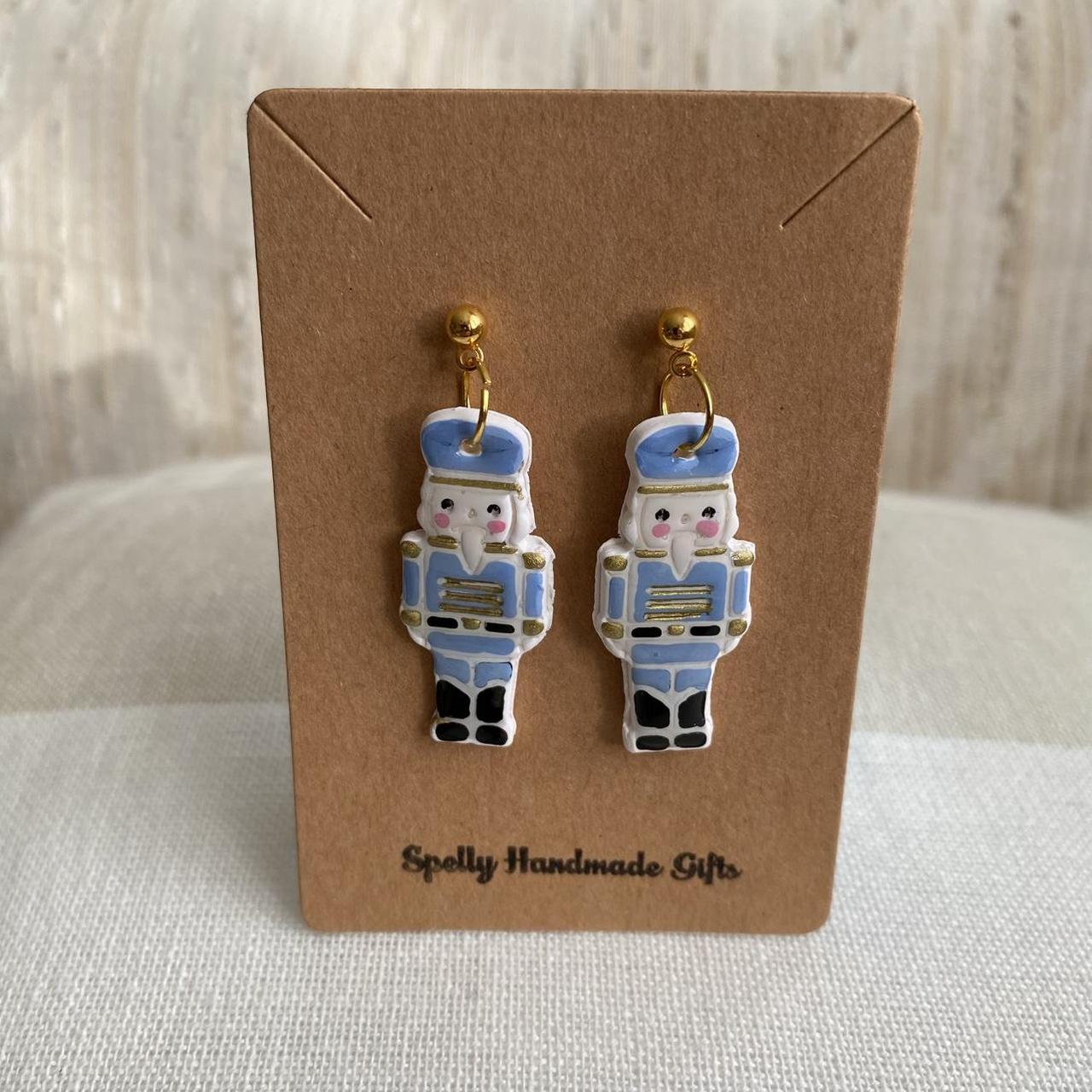 Made To Order Blue Nutcracker Polymer Clay Dangle - Image 2