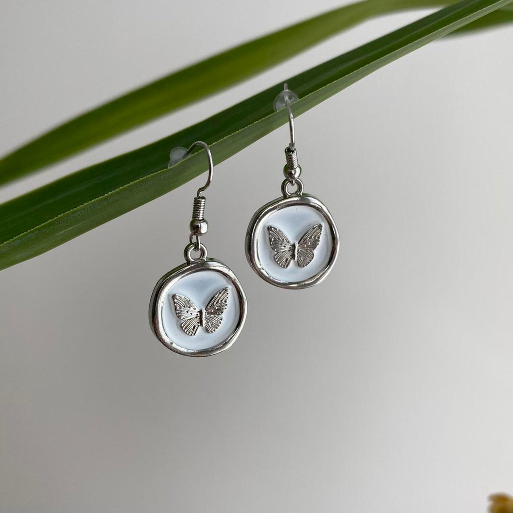 White And Silver Stamped Wax Seal Style Butterfly - Image 3