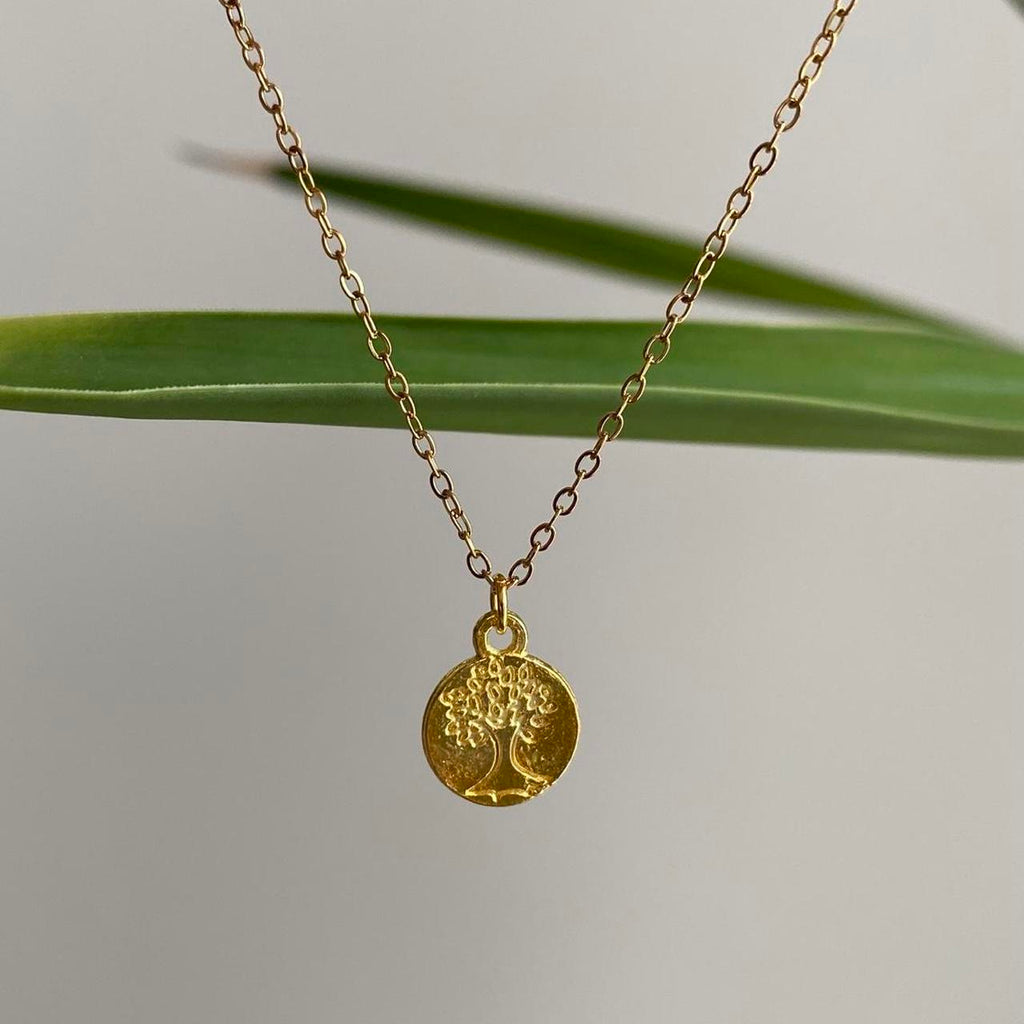 Gold Family Tree Of Life Circle Pendant Chain - Image 2