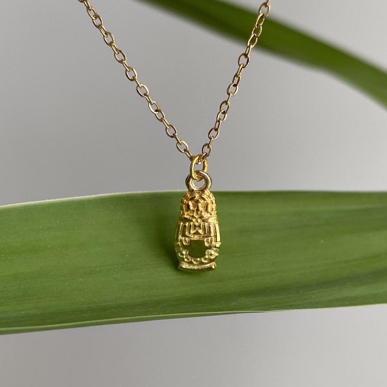 Gold Idol Pendant Chain Necklace 18 Karat Gold - Image 2