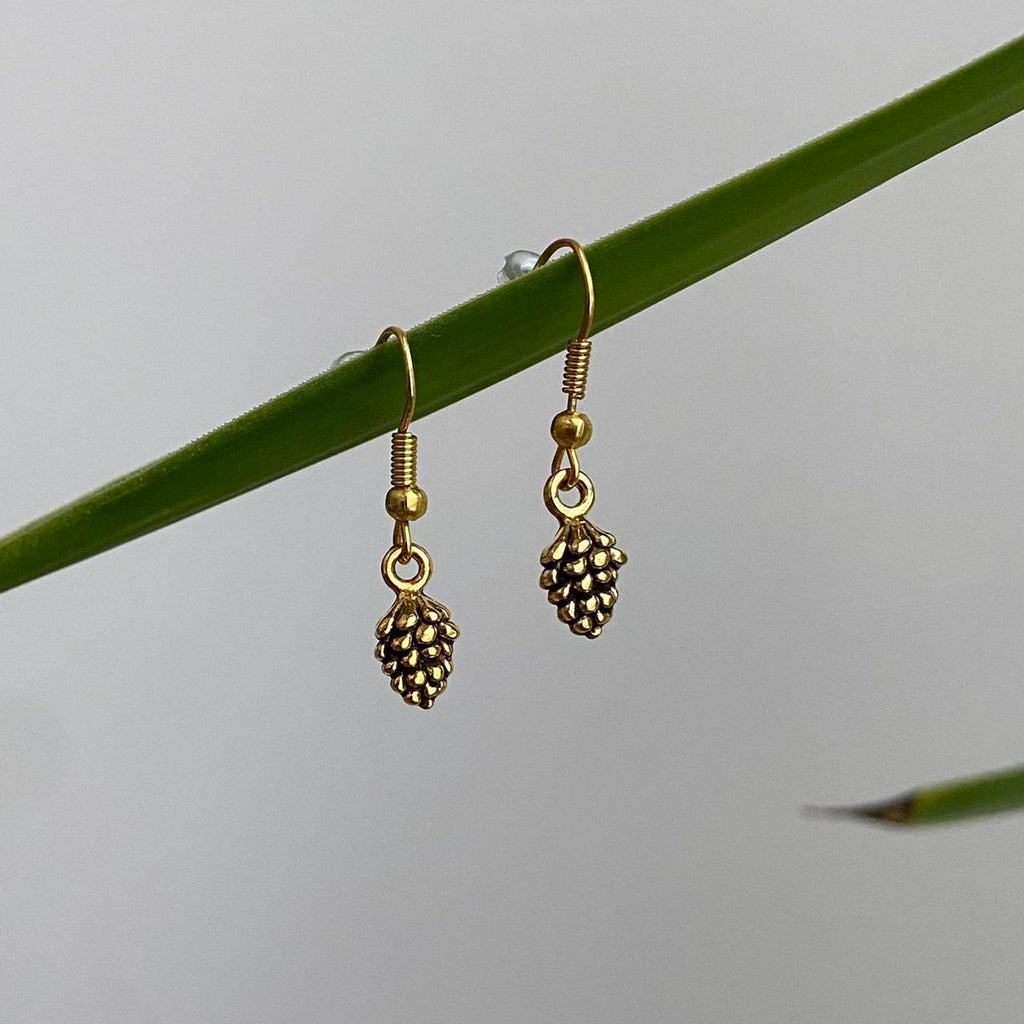 Gold Pinecone Dangle Earrings Also Comes In - Image 2