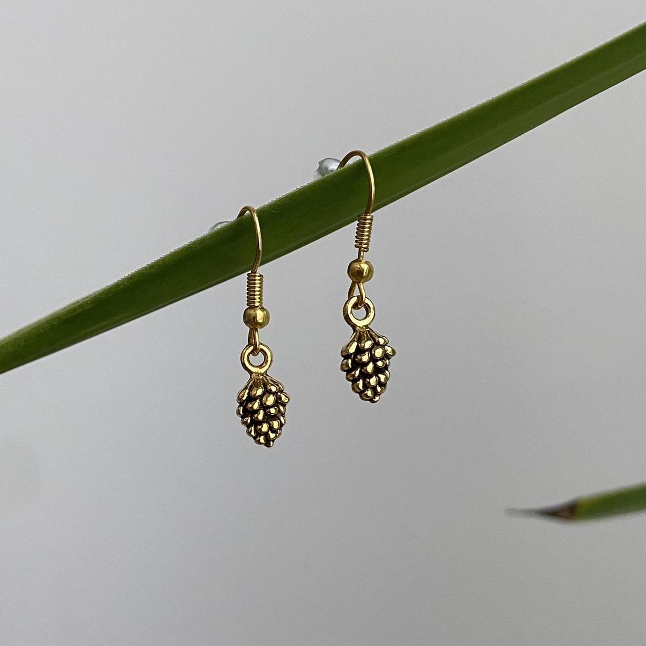 Gold Pinecone Dangle Earrings Also Comes In - Image 2