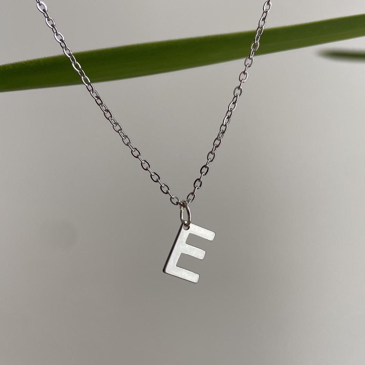 Silver Letter E Initial Pendant Chain Necklace