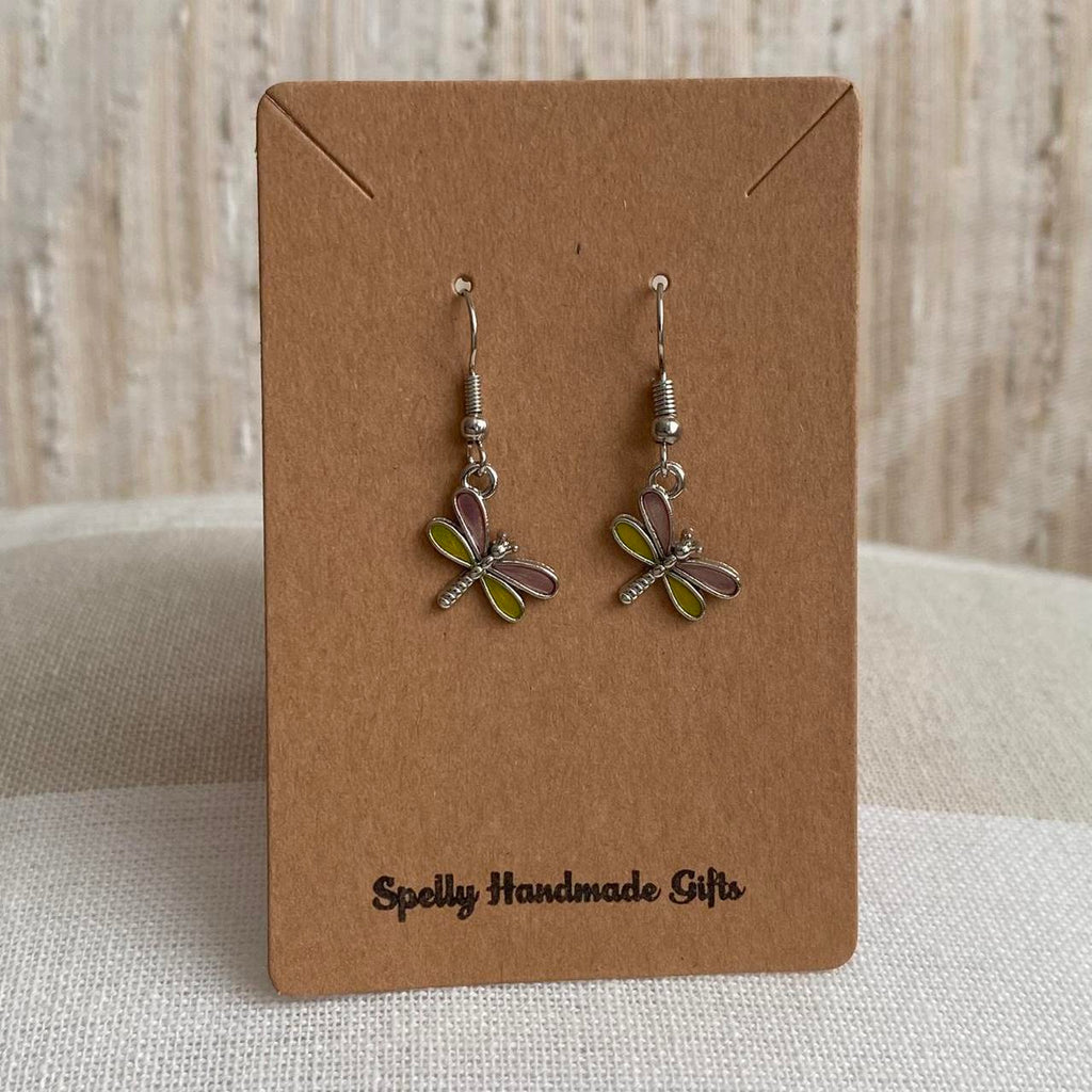 Pink And Yellow Dragon Fly Dangle Earrings With - Image 2
