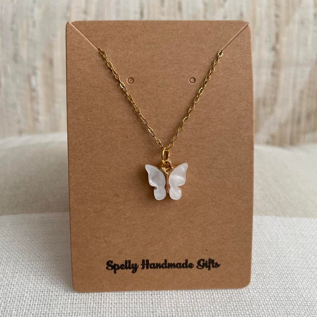 White Butterfly Pendant Chain Necklace With Gold - Image 5