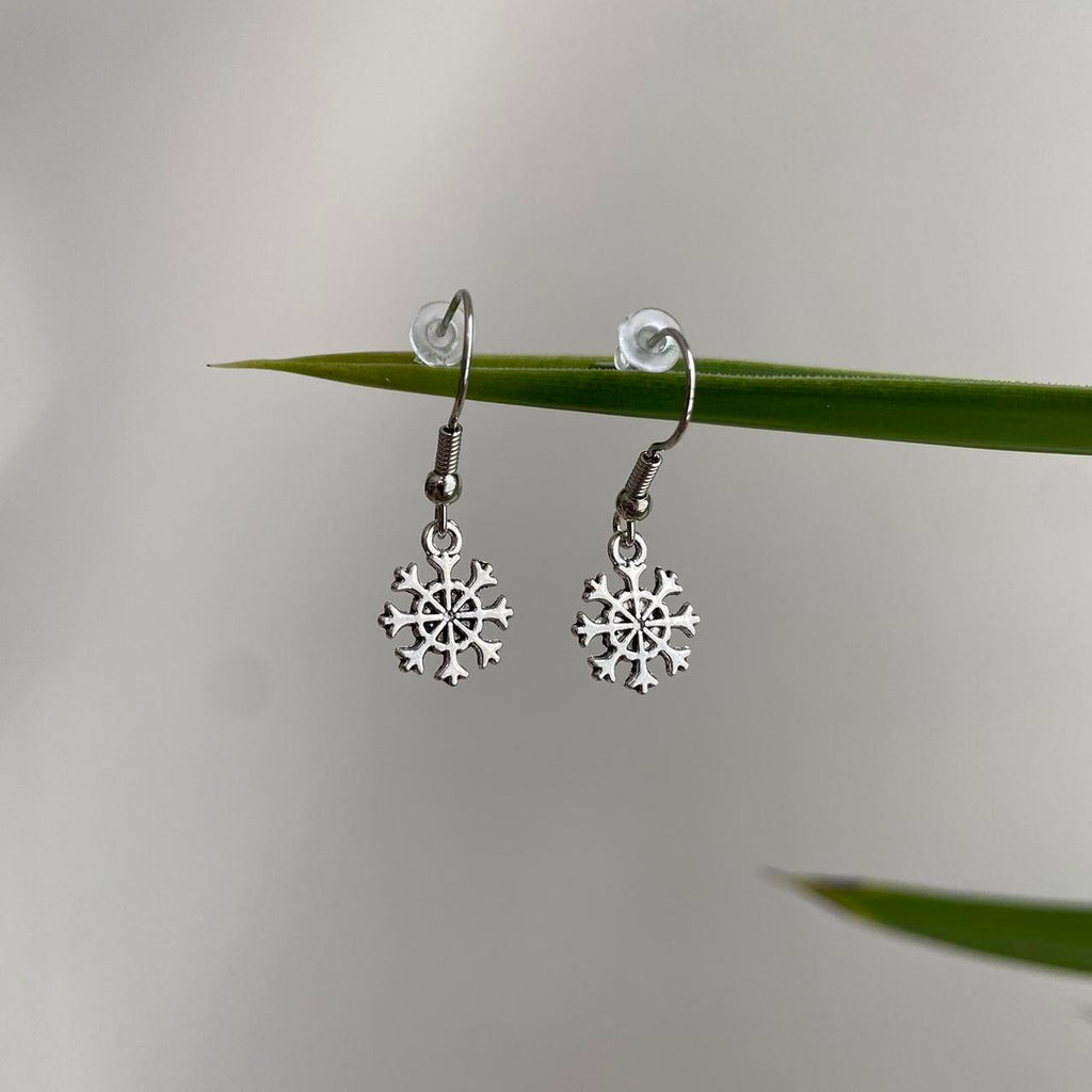 Small Silver Snowflake Dangle Earrings Also - Image 2