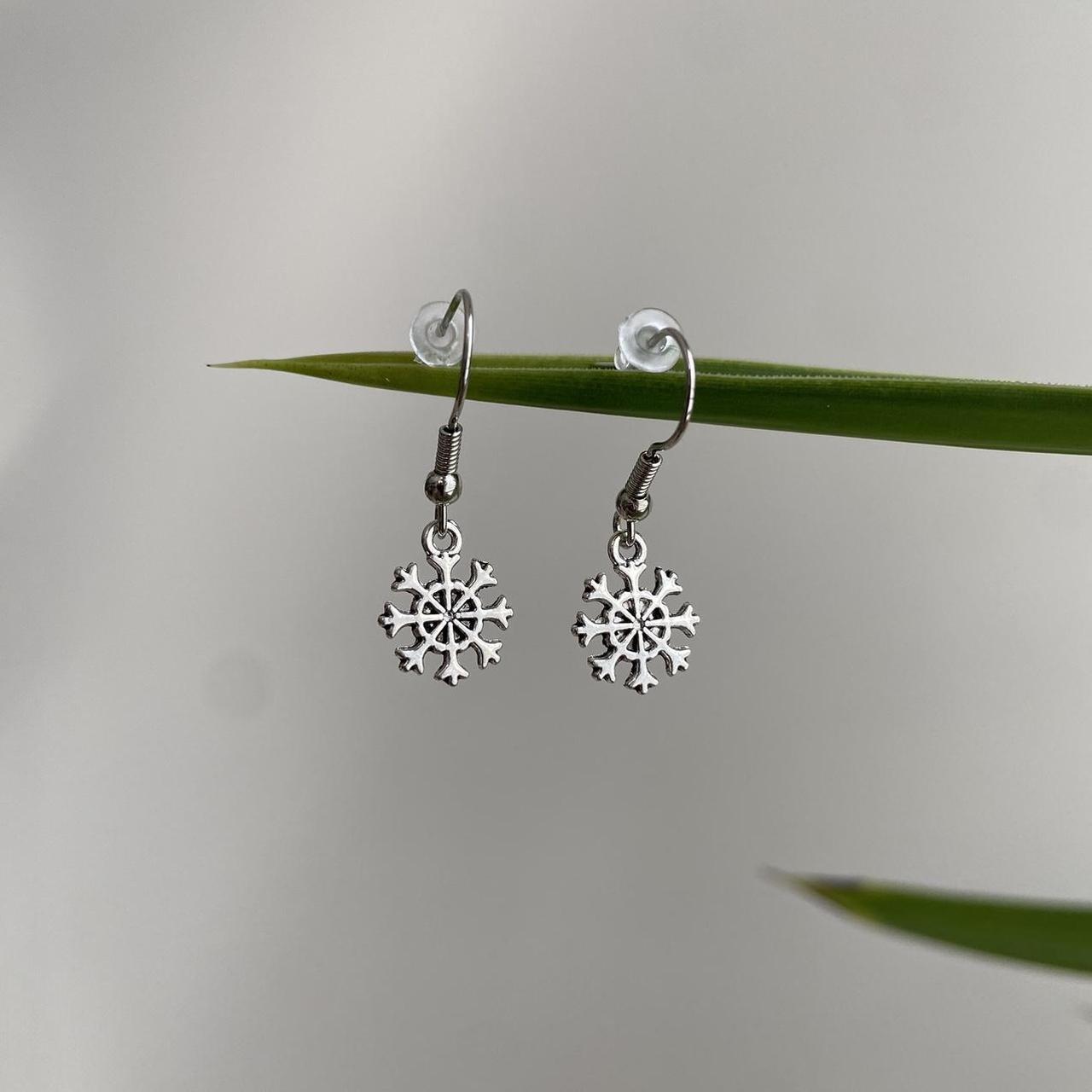 Small Silver Snowflake Dangle Earrings Also - Image 2