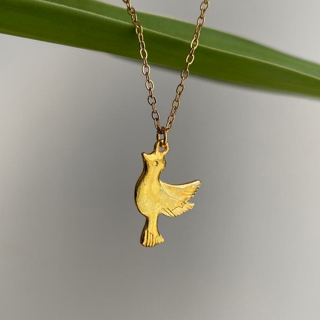 Flying Dove Bird Gold Pendant Chain Necklace 18 - Image 5