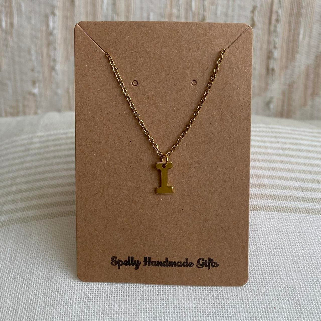 Gold Letter I Initial Pendant Chain Necklace 18 - Image 2