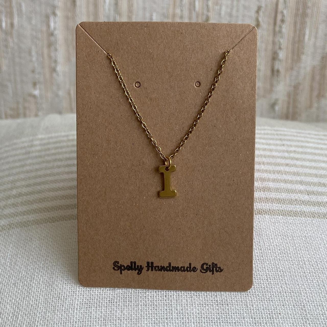 Gold Letter I Initial Pendant Chain Necklace 18 - Image 2