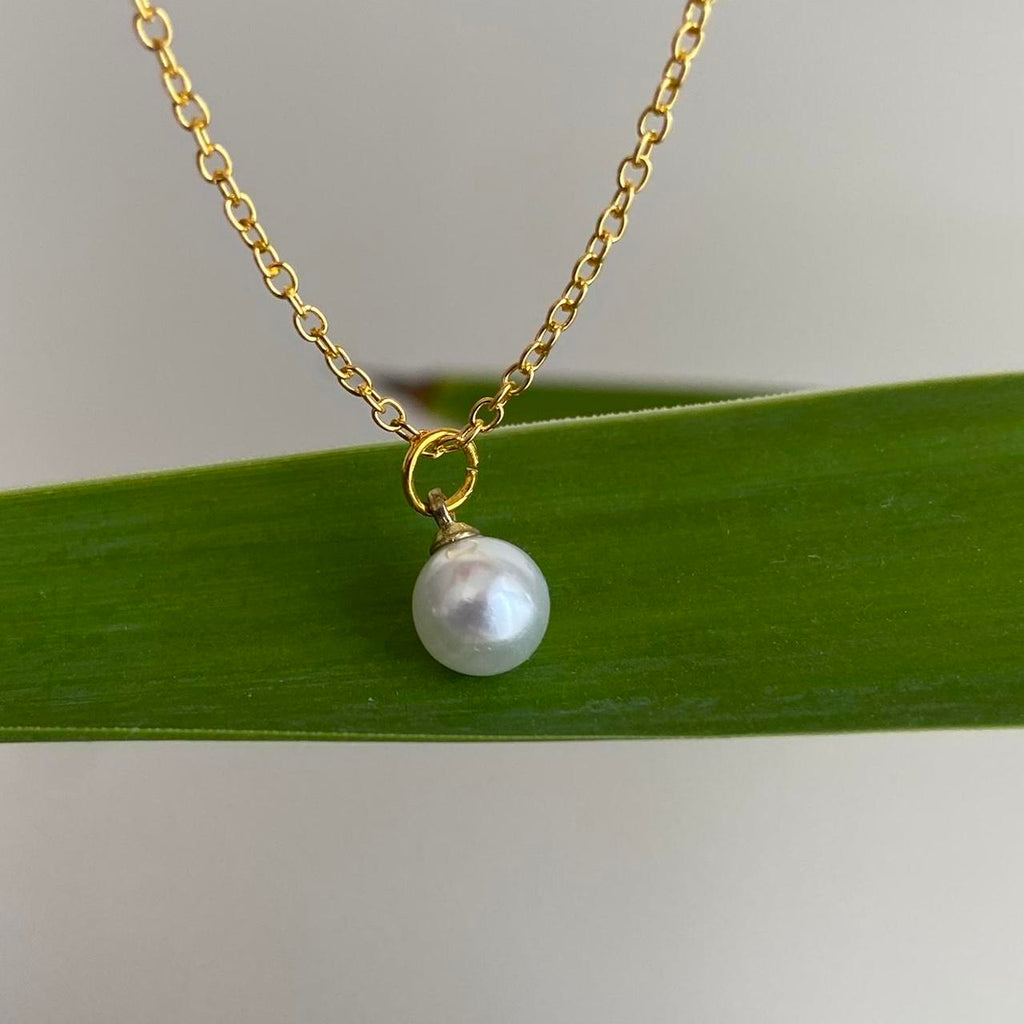 Elegant Faux Pearl Pendant Chain Necklace 18