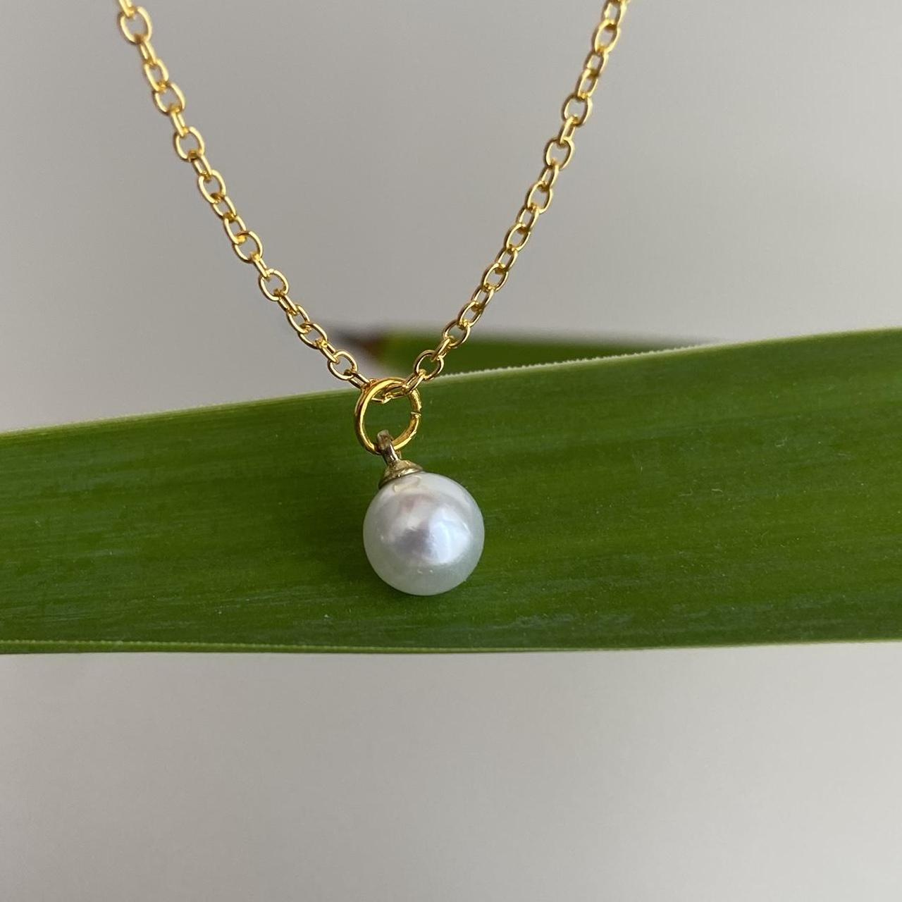 Elegant Faux Pearl Pendant Chain Necklace 18
