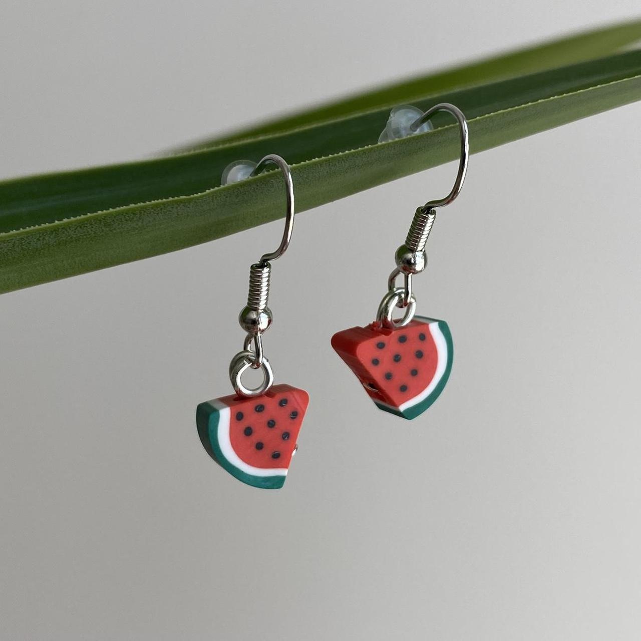 Watermelon Fruit Polymer Clay Dangle Earrings With - Image 4