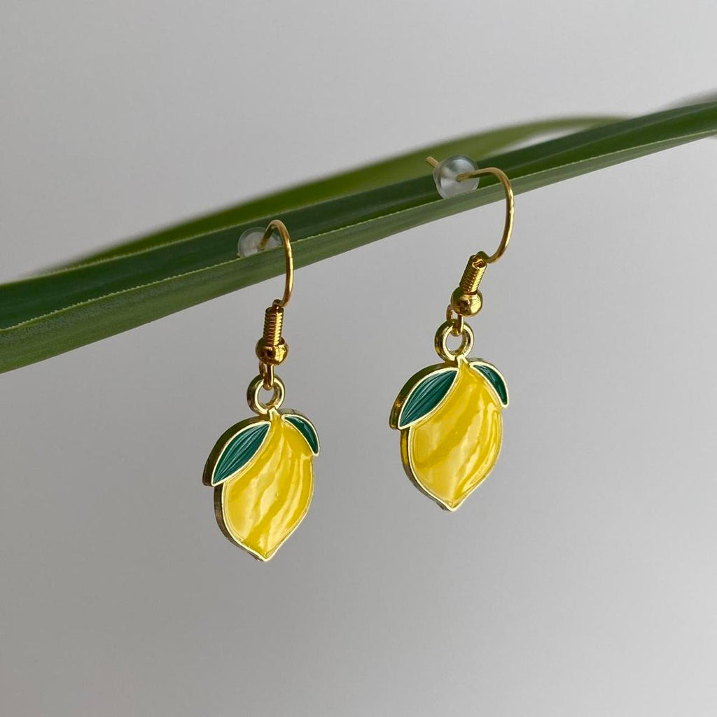 Yellow Lemon Dangle Earrings With Silver Accents And - Image 4