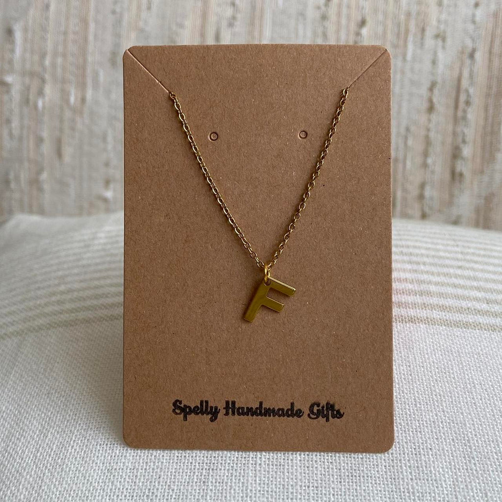 Gold Letter F Initial Pendant Chain Necklace 18 - Image 3