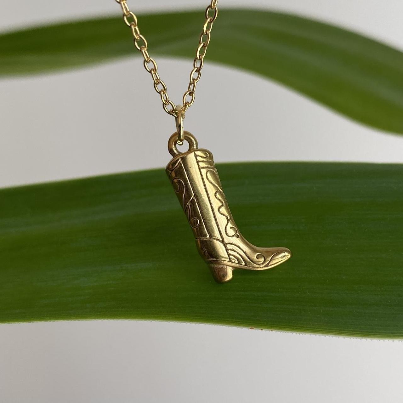 Gold Cowgirl Boot Pendant Chain Necklace Also - Image 4