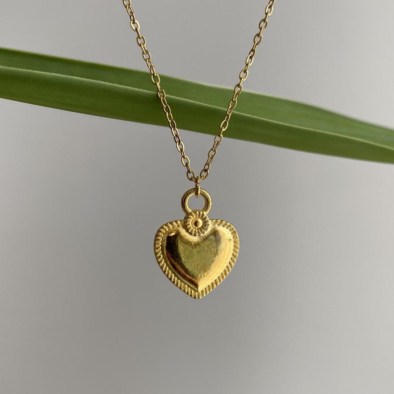 Gold Heart Pendant Chain Necklace 18 Karat Gold - Image 2