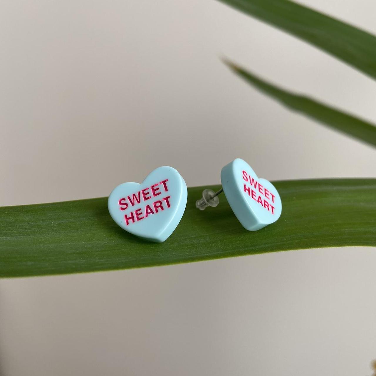 Blue Sweet Heart Valentines Day Candy Shaped Stud - Image 2