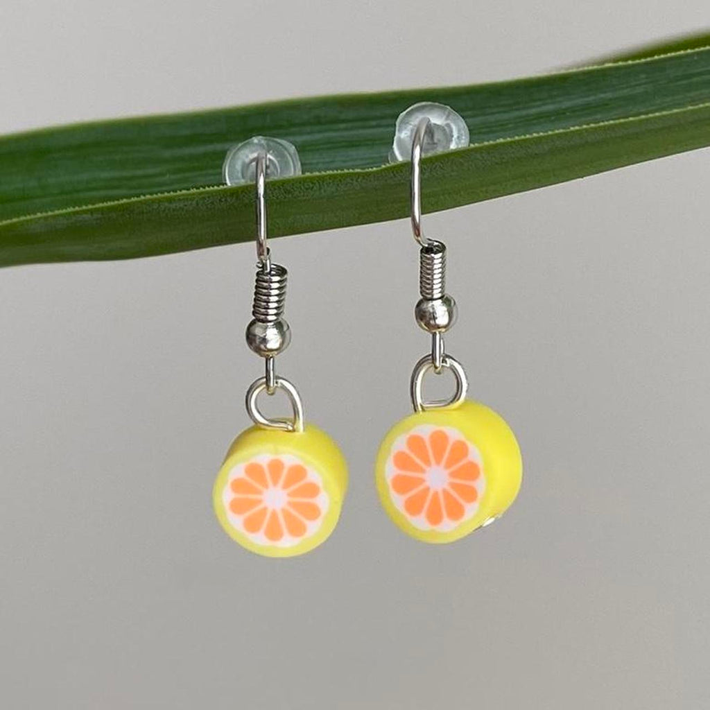 Guava Fruit Polymer Clay Dangle Earrings With Silver - Image 3