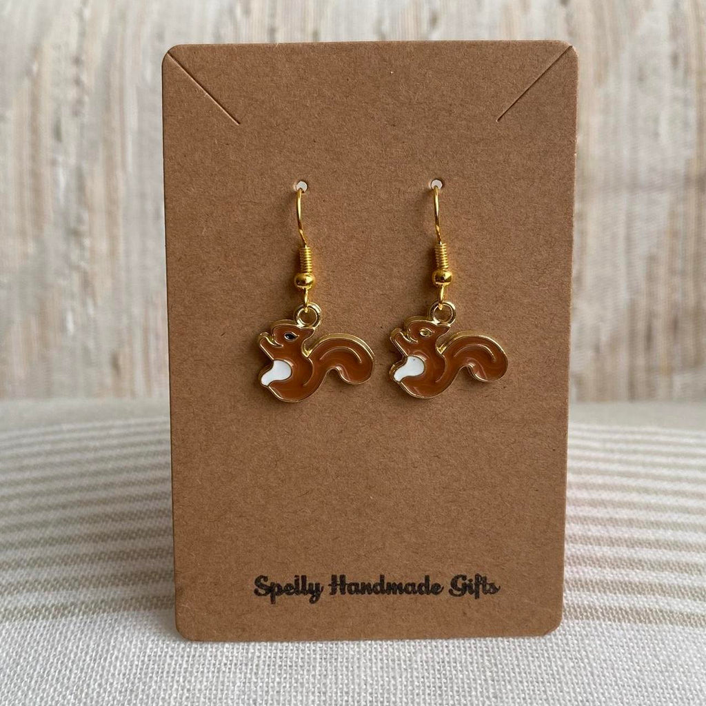 Light Brown Squirrel Enamel Dangle Earrings With - Image 3
