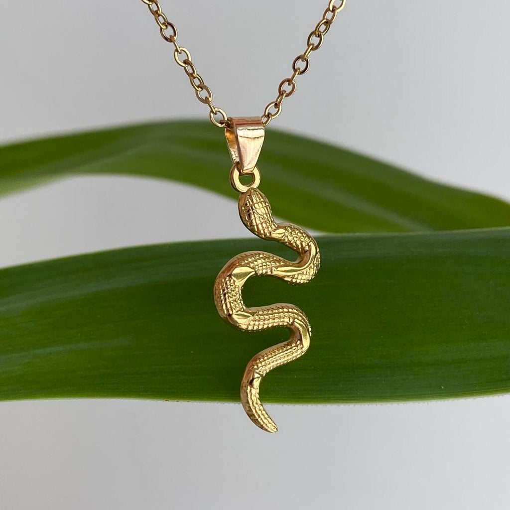 Gold Slithering Snake Pendant Chain Necklace Also - Image 3