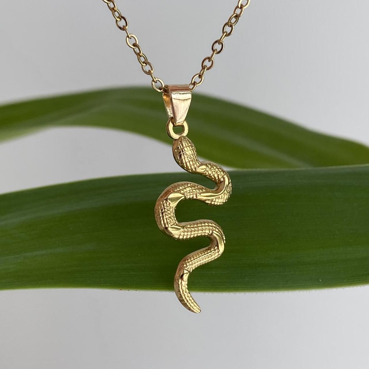 Gold Slithering Snake Pendant Chain Necklace Also - Image 3