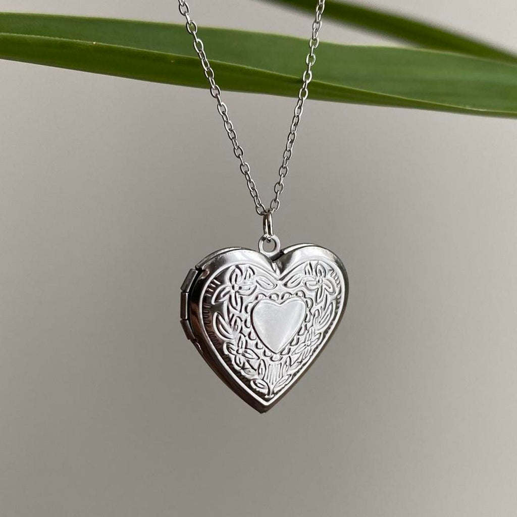 Silver Heart Locket Pendant Chain Necklace 100 - Image 6