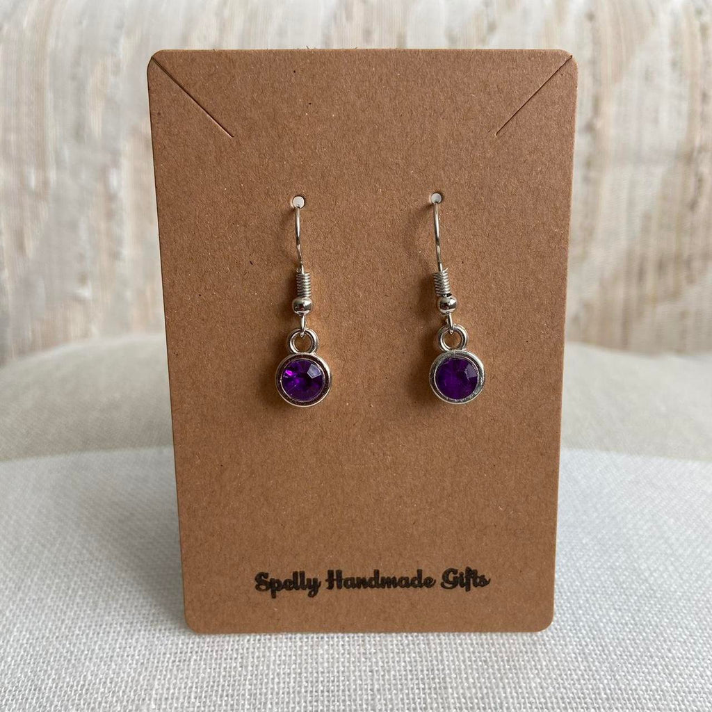 Purple Gem Dangle Earrings Silver Accents Hand - Image 2