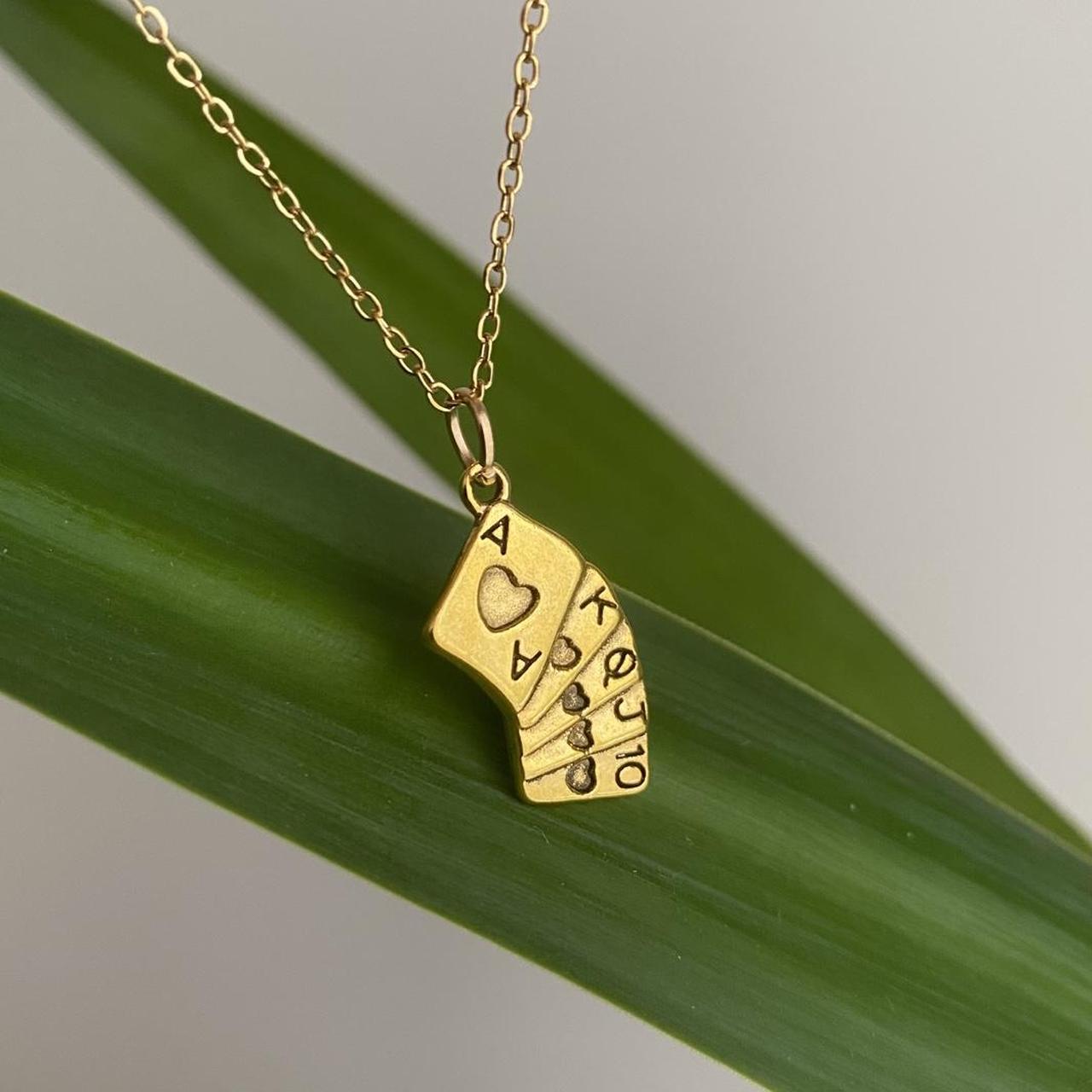 Gold Playing Cards Pendant Chain Necklace Ace - Image 5