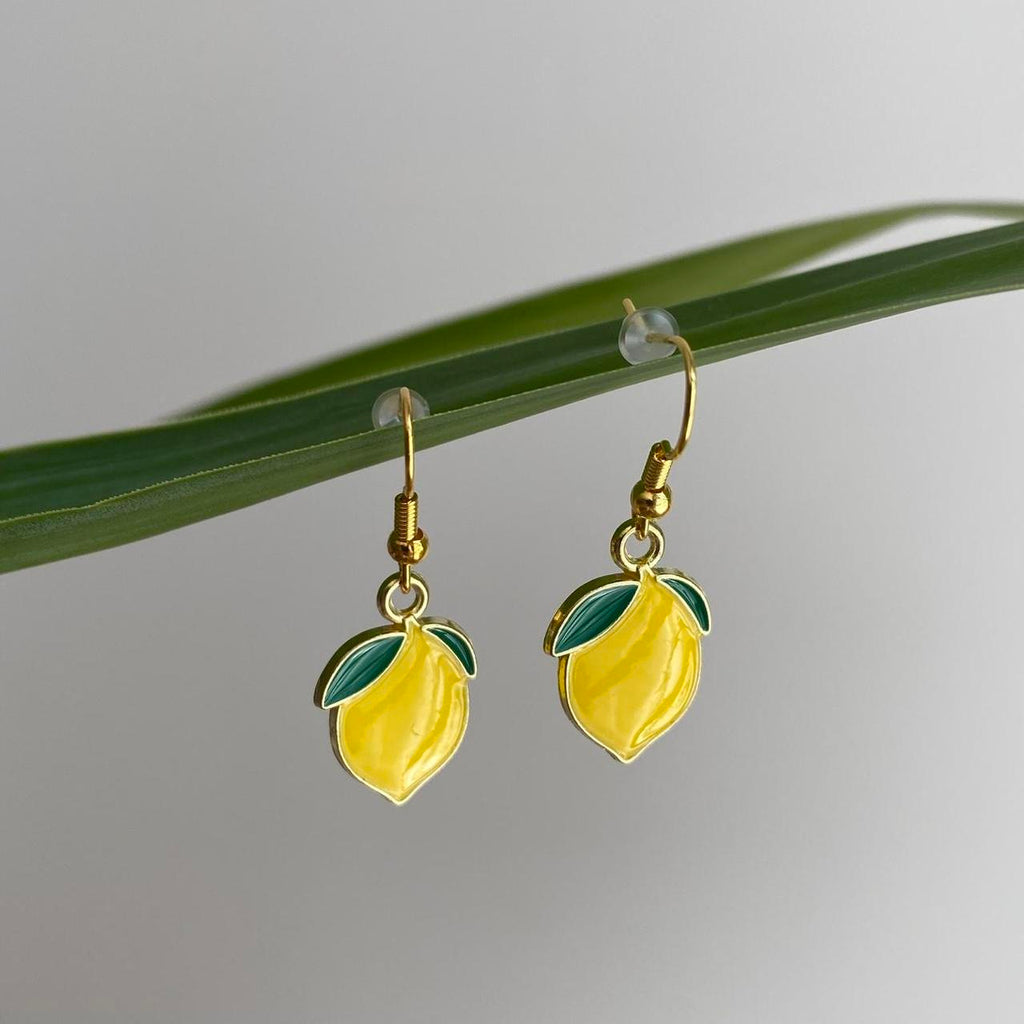Yellow Lemon Dangle Earrings With Silver Accents And - Image 3