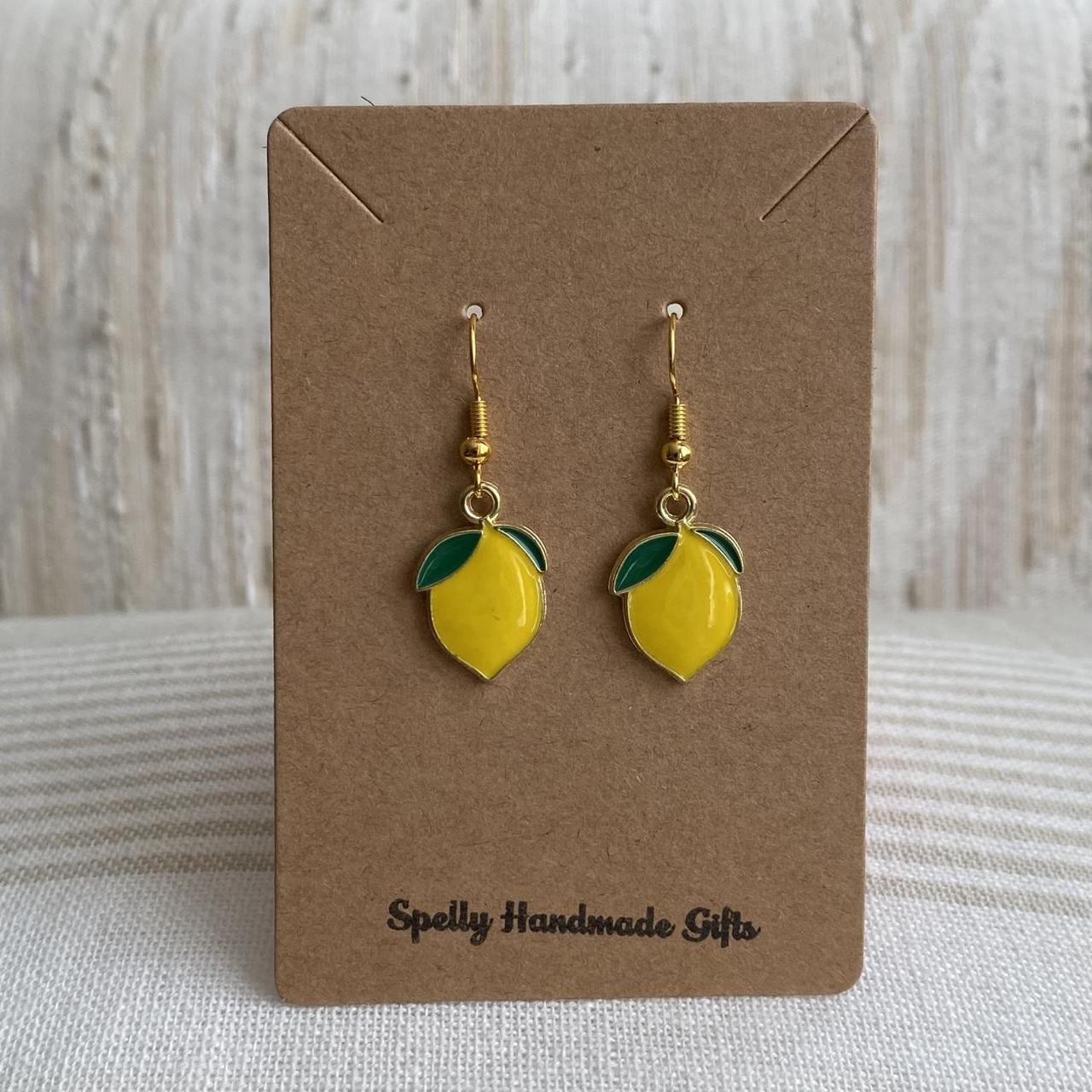 Yellow Lemon Dangle Earrings With Silver Accents And - Image 2