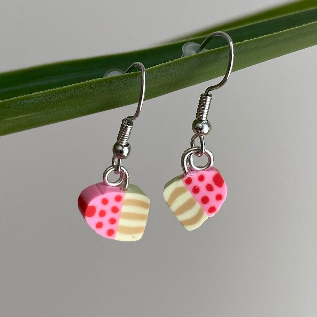 Pink Strawberry Cupcake Polymer Clay Dangle Earrings