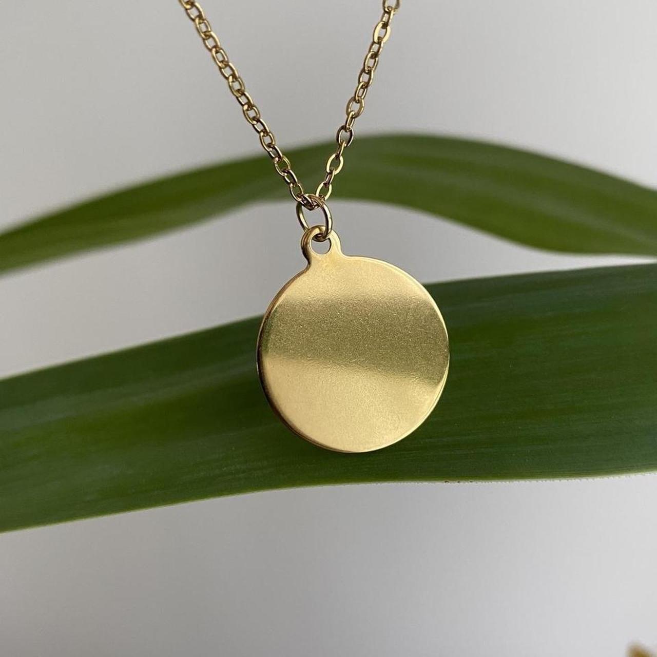 Gold Solid Circle Pendant Chain Necklace Also - Image 2