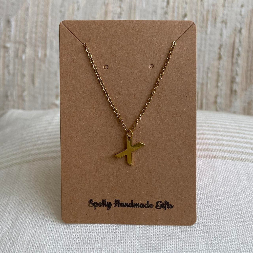 Gold Letter X Initial Pendant Chain Necklace 18 - Image 3