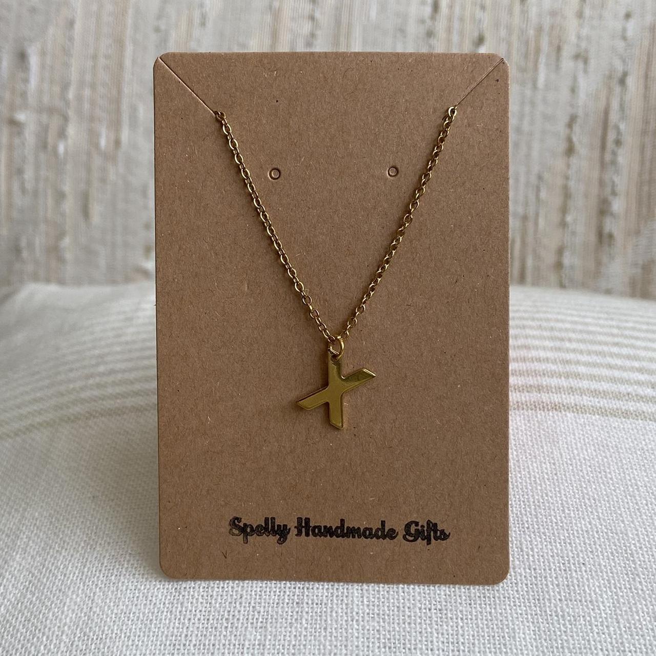 Gold Letter X Initial Pendant Chain Necklace 18 - Image 3