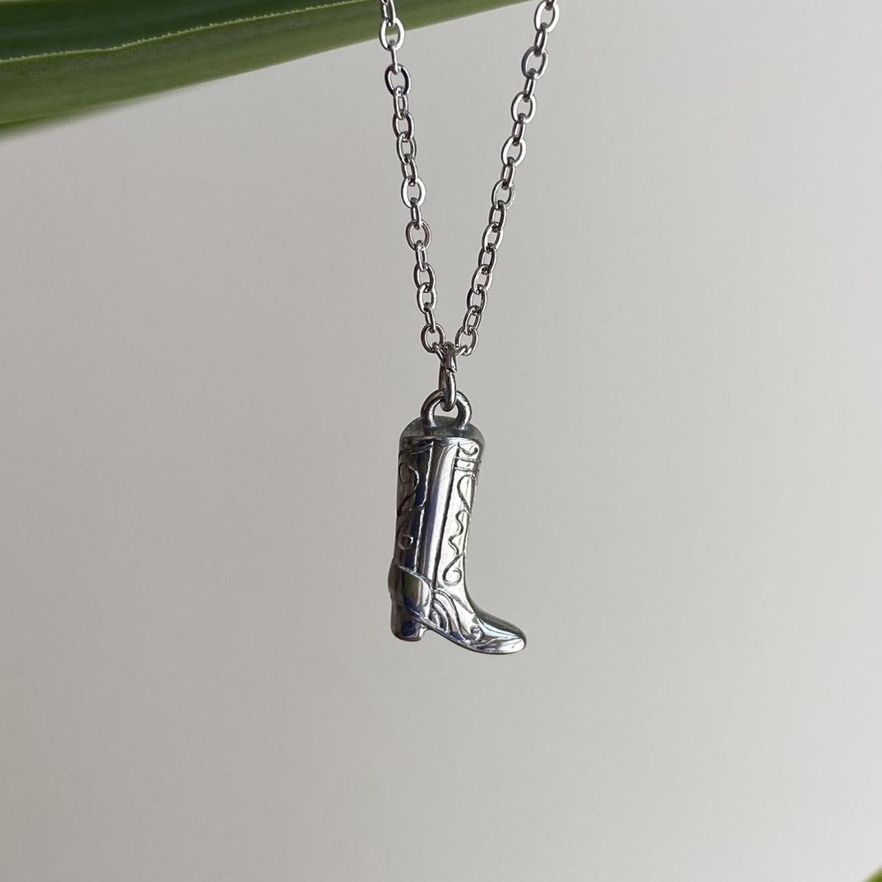 Silver Cowgirl Boot Pendant Chain Necklace Also - Image 5