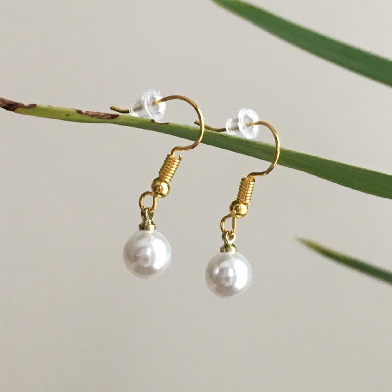 Pearl Dangle Earrings Hand Made Pendant Dangle