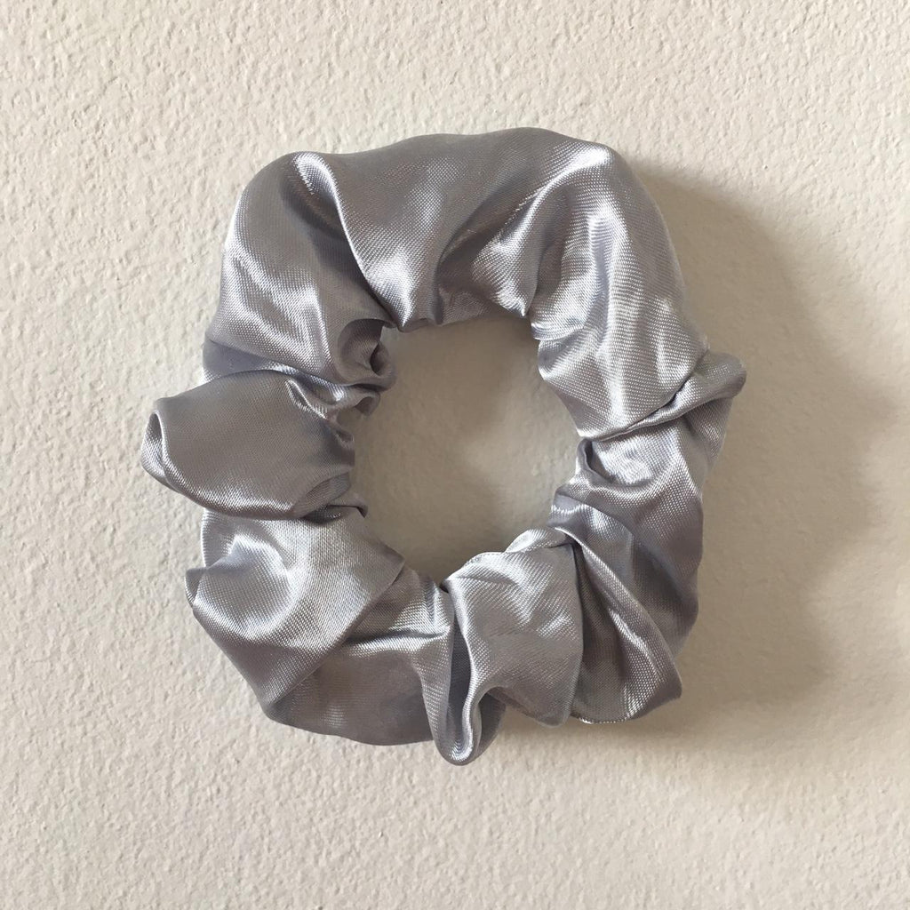 Silver Grey Satin Scrunchie Instant Buy Enabled