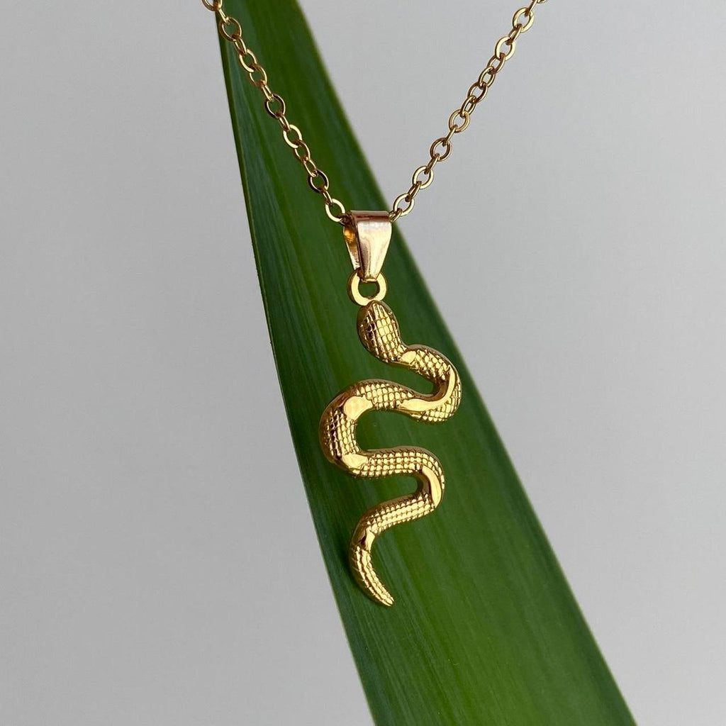 Gold Slithering Snake Pendant Chain Necklace Also - Image 2