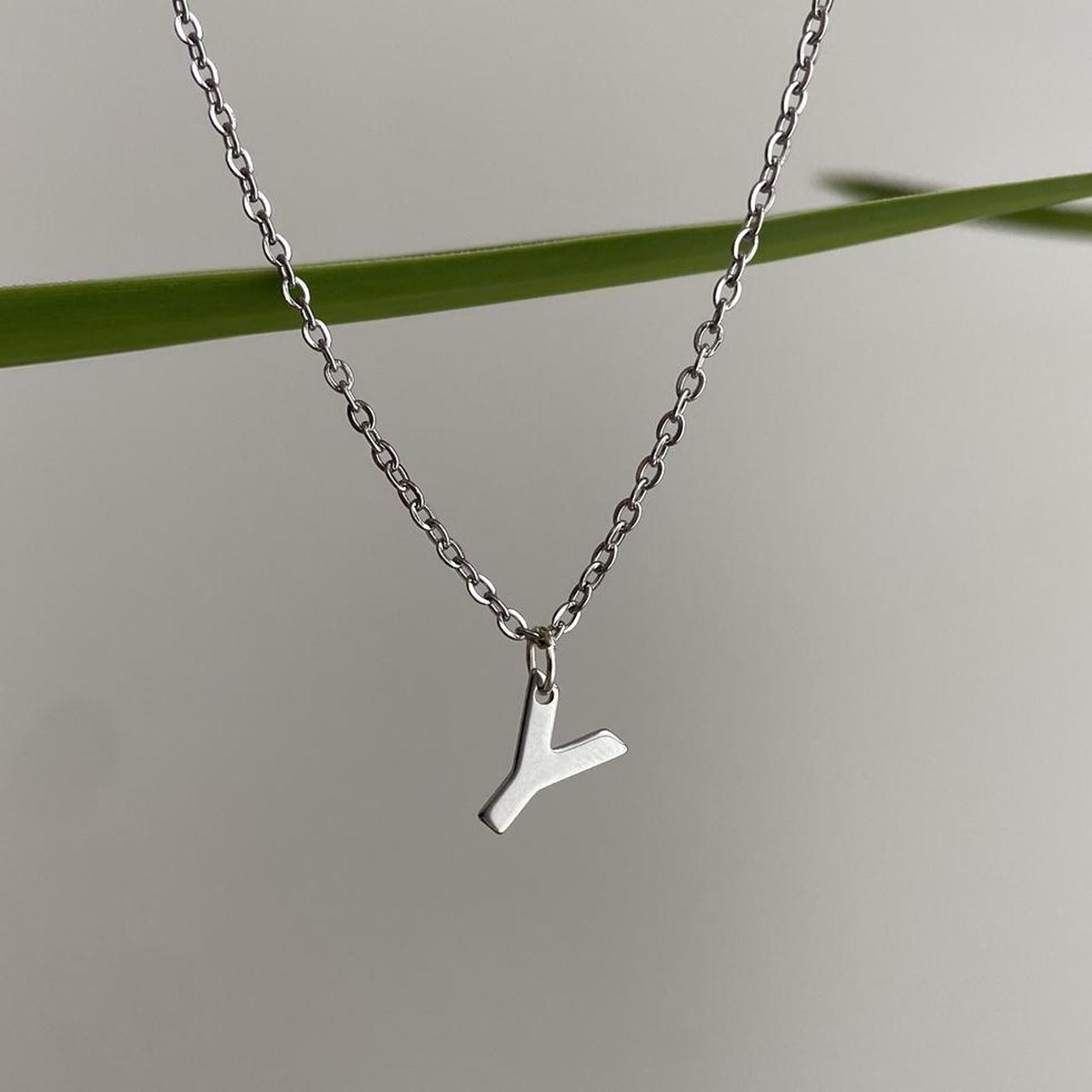 Silver Letter Y Initial Pendant Chain Necklace